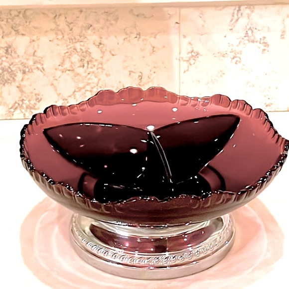 Farber Bros Krome Kraft 3 Part Amethyst Divided Dish Vintage Excellent Condition - Picture 2 of 8